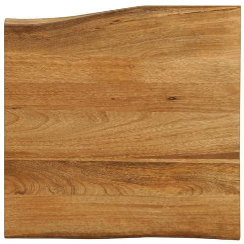 mzdioop Table Top with Tree Edge Made of Solid Mango Wood 80 x 80 x 3.8 cm Rustic for Living Room Table Versatile as Coffee Table or Side Table in Modern Apartment