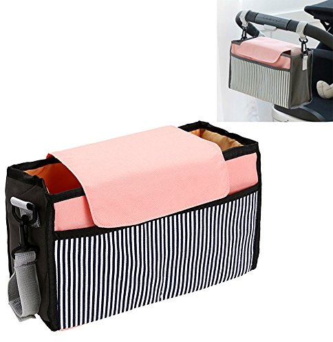 Organizer für Buggy, Kinderwagen Organizer Multi Pocket Tasche - Wickeltasche für den Kinderwagen und Schulterband/Ideal für, Brieftaschen, Windeln, Trinkflaschen, von DUBENS (Rosa)