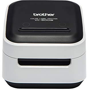 Brother VC-500W Farb-Etikettendrucker (für individuelle Layouts oder Fotos, für 9, 12, 19, 25 und 50 mm breite CZ-Etikettenrollen), Schwarz/Weiß