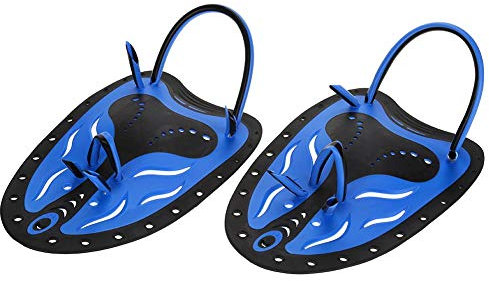 Nuoto Palette a Mano, Nuoto Pagaie, Risparmiare Fatica Pagaia Senza Spalline da Nuotare Allenamento per Uomo Donna Adulti Bambini(L-Blu)