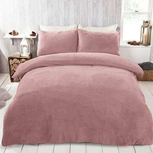 Brentfords - Parure de lit en Polaire avec Housse de Couette et taie d'oreiller - Rose pâle - King Size
