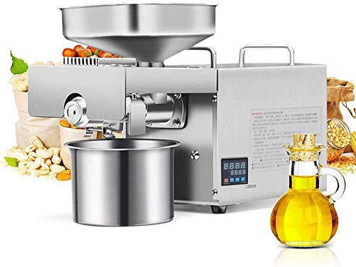 CGOLDENWALL Oil Press Machine Automatic with Intelligent Temperature Control Oil Extraction up to 55% Nuts Seeds Press Machine Cold Hot Press All Stainless Steel CE Industrial Heavy Type (1500W)