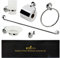 ECOSPA 6 Piece Bathroom Accessory Set - Includes Wall Mounted Chrome Towel Ring and Toilet Roll Holder with Cover Plate, Frosted Glass Soap Dish, Toothbrush Holder & Bath Robe Hook in Chrome