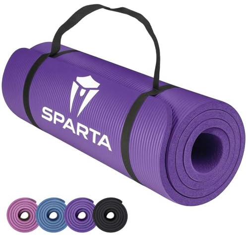 NBR Yoga Mat Exercise Fitness foam Extra Thick Non-Slip Large Padded High Density for Pilates gymnastics stretching Workout with Free Carry Strap (Purple)