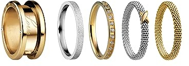 BERING Arctic Symphony Collection Symphony-Set-E 6 Anillo para mujer de acero inoxidable con acabado en dorado brillante