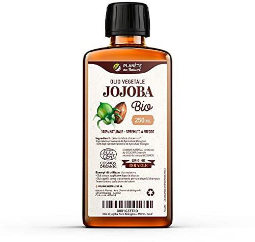 Olio di Jojoba Puro Biologico 250 ml - 100% Puro, Naturale, Pressato a Freddo - Biologico certificato da Ecocert