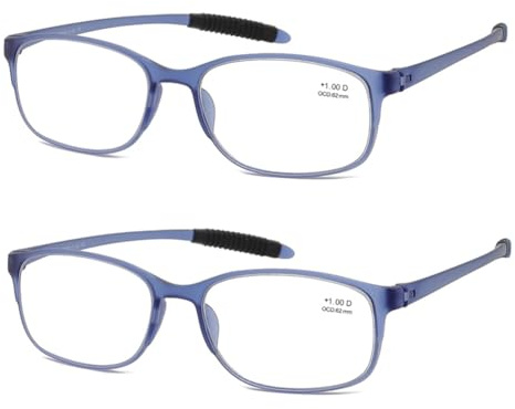 Mcoorn Lesebrille Leicht Flexibel, 2 Blau Blaulichtfilter, Dioptrien +2.5