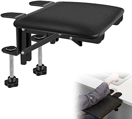 Computer-Armstütze, Ergonomische Schreibtisch-Verlängerung, Komfortable Armlehne Extender, Stabile Schreibtische Armlehnenpolster, Handgelenkauflage Geeignet für Zuhause und Büro (Leder)