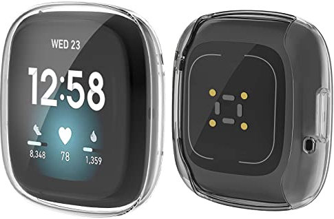 Yolin [2-Stück] All-Around TPU Displayschutz Kompatibel mit Fitbit Versa 3, Ultradünne Weiche Schutzhülle für Fitbit Versa 3 (2 Transparent)