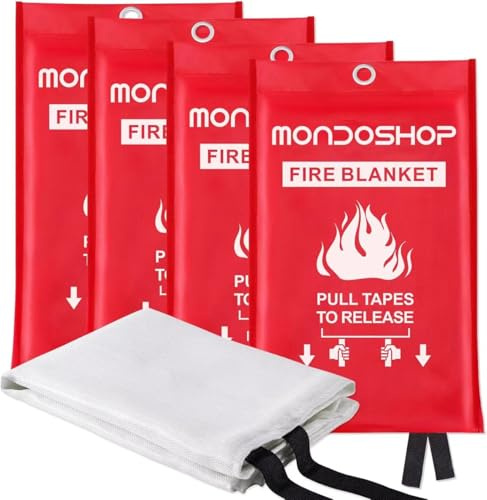 Emergency Fire Blanket for Home and Kitchen, 4 Pack, 40 x 40 Coverage
