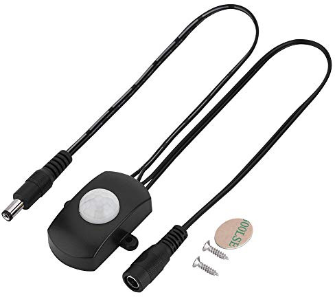 Mini Interruttore Rilevatore di Movimento a Infrarossi PIR, 5A DC 6-24V Interruttore Sensore Automatico Striscia LED Interruttore Sensore di Movimento Striscia Luce Notturna (Nero)