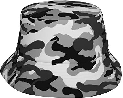 XVBCDFG Unisex Fischerhut, Sommer, Reisen, Strand, Sonnenhut, breite Krempe, Fischermütze, Army Camouflage Grau Camo, One size