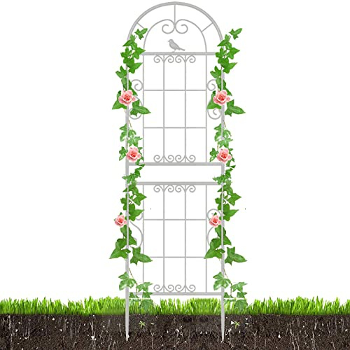 Enrejado De Metal Para Jardinería, Valla De Soporte De Flores Al Aire Libre, Estaca De Panel De Rejilla De Celosía De Alambre Para Plantas Trepadoras, Rosas, Enredaderas, Vegetales De Flores(White,230