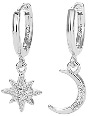 Ohrringe Silber 925 Hängend,Stella Ohrringe Hängend Silber Damen Creolen Silber Klein 1 Paar Ohrringe Silber Creolen Mädchen Schmuck 12mm