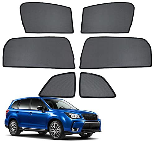 ZJIEX Sonnenschutz Auto Vorhang Für Baby Kinder Sonnenblende Für Forester SJ 2012-2018 UV Schutz Magnetisch Sonnenschutz Für Autofenster Seitenscheibe Schwarz,Front+Rear+Triangular-window-6PCS