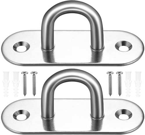 Zhujiehigh 2 Stück Edelstahl Deckenhaken, belastbar bis 250 kg | Schaukelhaken, Halterung für Hängematten, Boxsack, Hängesessel, Yoga, Schwerlasthaken, Edelstahl, 250 kg belastbar.