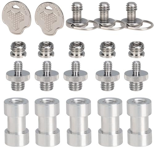 OUZRTG Kamera Gewindeadapter 1/4 bis 3/8 Zoll Stativschraube, Adapter 1/4 Zoll Schraube, Kameraschraube für Kugelkopf, Stativ, Einbeinstativ, Schnellwechselplatte, 20 Stück
