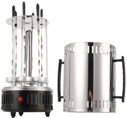 TABODD Griglia Elettrica Verticale per Shish Kebab con 6 Spiedini, 1000 W - Barbecue da Tavolo per Casa, Pollo e Kebab