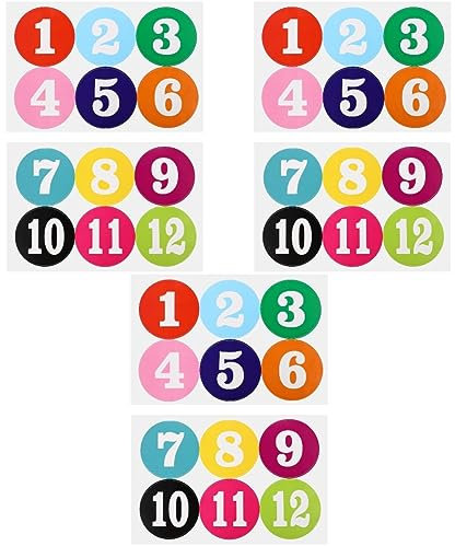 MAGICLULU 6sheets Self-Adhesive Number Stickers Round Labels for House Easy to Apply Decorations