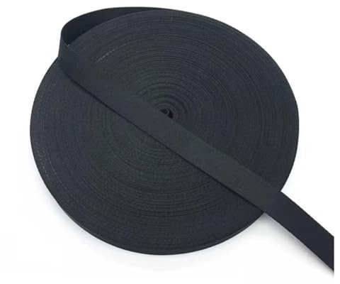 Wisafory 100m Baumwoll Gurtband Baumwollband Flache Nahtband Einfassband Textilband Baumwoll Cotton Tape Bänder Stoffband Baumwollkordel für Nähen Stricken DIY-Basteln Schwarz 1.5cm