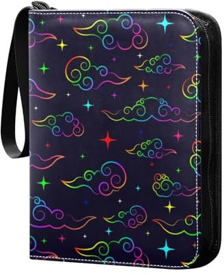 Sammelkartenalbum mit mehrfarbigem Farbverlauf, Wolken, 4 Taschen, Kartenordner, 50 Seiten, 400 Karten, PU-Reißverschluss, Kartenbinder, Aufbewahrungshalter für Sportspielkarten