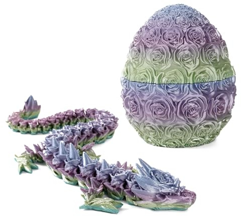 AENEY 3D-Gedruckter Drachenei Mit Drache, Geheimnisvolle Drachen Figuren Spielzeug Abnehmbarer Kristalldrache Mit Drachenei, Osterdeko Passend Für Das Zu Hause (Rosenfarbe)