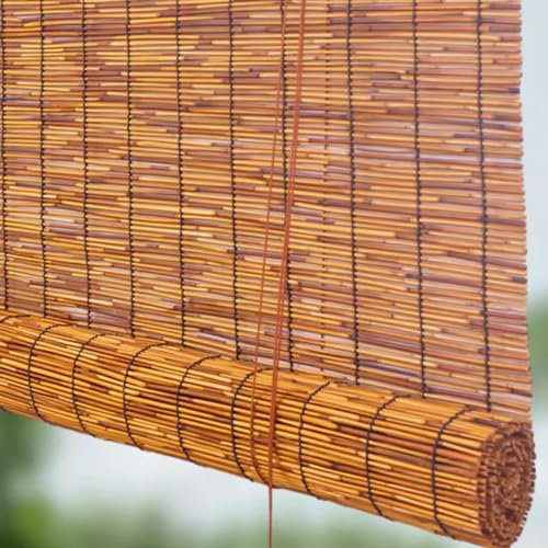 Bambus Rollos Outdoor Wetterfest Bambusrollo Rollos Bambus 45-150cm Breit Sonnenschutz/atmungsaktiv Natürliches Bambus Raffrollo Jalousine Sichtschutz Rollo Für Innen Außen Garten Balkon Pergola