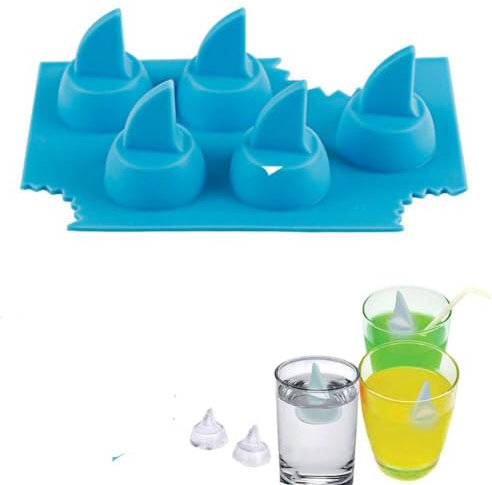 Shark Fin Ice Cube Tray,Kitchen Silicone Shark Fin Ice Tray,Shark Fin Ice Mold,Silicone Ice Cube Trays,Fun Shapes for Shark Theme Birthday Party,Great for Shark Lovers