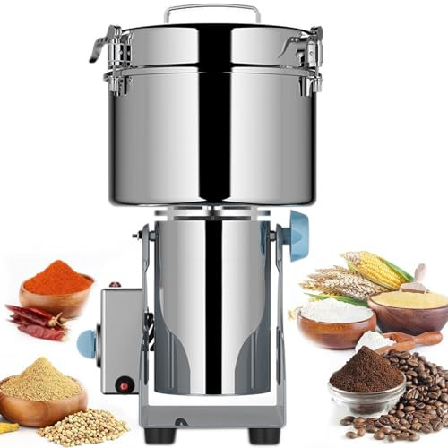 Grain Mill Grinder Electric,Stainless Steel Grain Mill, High-speed Commercial Spice Grinder, Superfine Grain Mill for Flour, Wheat Grinder for Making Flour, Mill Grinder,4500g