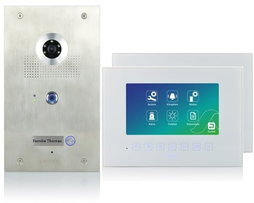 MATHFEL Video Türsprechanlage 4-Draht mit Fingerprint, 7'' Monitor und 170° Weitwinkel-Kamera - türklingel mit kamera, türsprechanlage mit türöffner, WLAN und klingel mit kamera