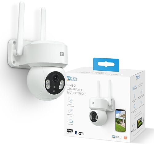Garza Telecamera di sorveglianza IP WiFi intelligente da esterno a 360°, 1296P con visione notturna, audio bidirezionale, rilevamento del movimento, controllo app