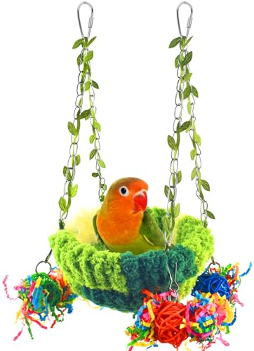 KATUMO Bird Nest, Conure Breeding Bed Parrotlet Snuggle Nest Lovebird Bed Bird Swing Bed for Small Birds, Size Small