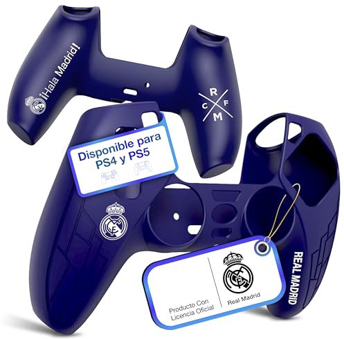 Fantroller® Étui de protection pour manette PS5 avec design officiel du Real Madrid pour une protection maximale et une prise en main I Housse de manette Playstation 5 disponible en bleu et blanc