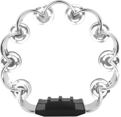 20,3 cm zweireihiges Tamburin runde Musik-Tamburin-Metallglocken Handschlagtrommel mit ergonomischem Griff