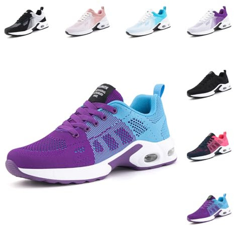 Hitmars Basket Femme Chaussures de Running Chaussure de Course Sport Air Coussin Respirant Mesh Lacets Fitness Jogging Légères Confortable UDI1-Violet EU38