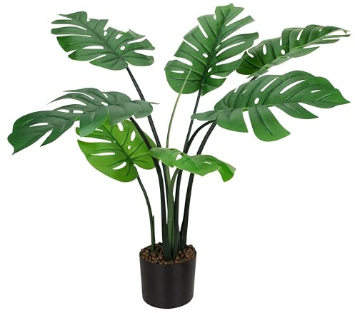 Plante Artificielle Monstera 90cm avec Pot, Faux Arbre de Monstera Deliciosa avec Feuilles Réalistes, Plante Imitation Tropicale Décoration pour Intérieur Extérieur Maison Salon Balcon