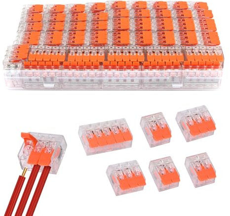 JurciCat 90 Stück Verbindungsklemmen Kabelverbinder 4mm² Leiter LüSterklemmen Aus Feuerfestem Pc Material Für 2-3-5 Leiter Feste Elektro Draht Kabelklemmen