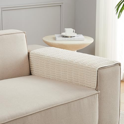 Meider Copertura per bracciolo del divano, copertura per bracciolo per sedia, antiscivolo, lavabile, copertura per bracciolo del divano (bianco crema, 46 x 66 cm, 2 pezzi)