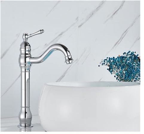 PRNDKYQZ Bathroom Basin Sink Thermostat Single Handle Single Hole Brass hot and Cold Water countertop Mounted Retro Faucet(Chrome H)