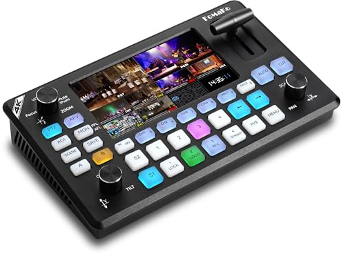 FoMaKo 4K Switcher Mixer Video HDMI, 5.5 Pollici LCD Schermo, Ingresso 4K 60FPS, Uscita 1080p 60FPS, 4 Ingressi HDMI per Produzione Livestream, Video Switcher KC602
