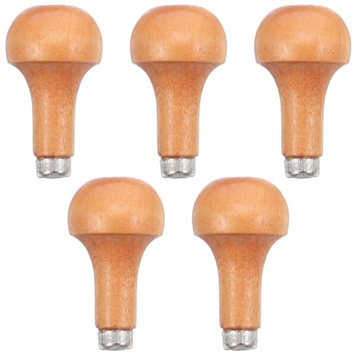 Uonlytech 5 manici per lime e bulini in legno - Manici di ricambio per utensili per la lavorazione del legno a forma rotonda a forma di fungo per strumenti di scultura, intaglio e incisione
