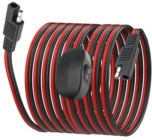 XMSJSIY SAE Verlängerungskabel mit ON/Off-Schalter 14AWG Solarenergiekabel Drahtgurt Schnellverbindung Draht 12V-24V SAE Verbinder für Solarpanel RV Motorrad Camp Trailer - 2.5M / 8.2FT