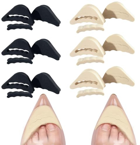 6 Paires Remplisseurs de Chaussures, D'inserts D'orteils Réglables, pour Chaussures Trop Grandes en Éponge Douce, Réutilisables