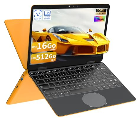 AocBook PC Portable 2-en-1 Tactile 11 FHD IPS, Couleur Racing Yellow, 16 Go RAM, SSD M.2, Écran Pivotant 360°, Reconnaissance Faciale (16Go RAM + 460Go SSD)