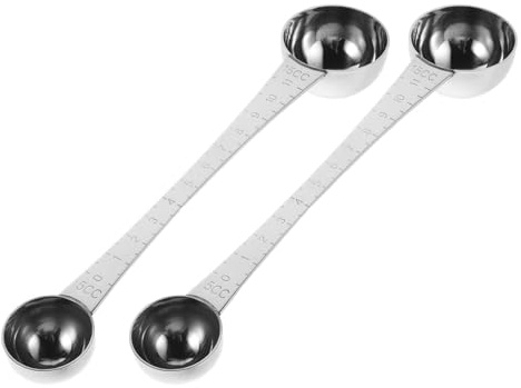 BAZEITFLOW 2 Pièces Cuillères à Café Inox Double Tête Cuillère à Mesurer Longue Manche Inoxydable Double Usage pour Café Moulu Thé Miel Marquage