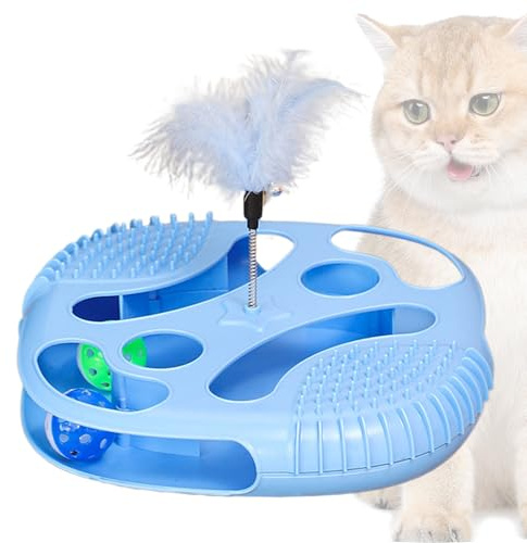 Katt Spårleksak,Kattleksak Med Fjädrar Och Rullande Boll - Avslappnande Lek Till Kattungar | För Hemma, Inomhus Motion och Träning, Daglig Underhållning och Ledsnadslindring