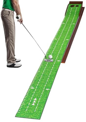 Lunaobrik Tappetino per Putting - Attrezzo Di Allenamento Golf Con Doppie Buche Antiscivolo - Con Ritorno Automatico Della Palla,Per Uomini Donne Principianti Esterno Cortile Casa Ufficio