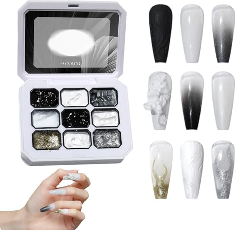 Gel à peindre sur les ongles, 9 champs dégradés de couleur, palette de peinture à ongles en gel, pour ongles, salon, débutants, professionnels, mariages et occasions