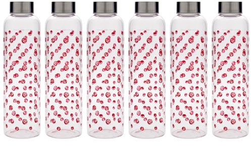 Flaschenland Lot de 6 bouteilles en verre Perseus à pois rouges avec bouchon à vis en métal 500 ml