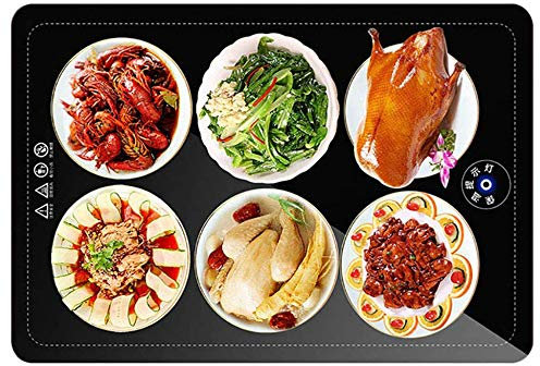 Mirbly Square Calienta Platos, Mango Portátil Bandeja De Calientaplatos Electrico, Pantalla Táctil De Vidrio Templado Tablero De Aislamiento De Alimentos 3593573031 / A / 61x41cm
